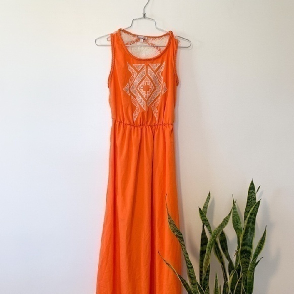 Gianni Bini Orange Lace Beach Maxi Dress sz S